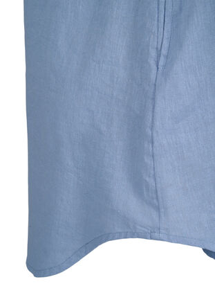 Zizzi Kortärmad tunika i bomullsblandning med linne, Faded Denim, Packshot image number 3