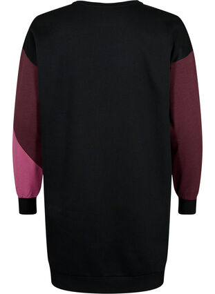 Zizzi Lång sweatshirt med blockfärger, Fudge Color B. , Packshot image number 1