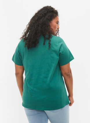 Zizzi 2-pack t-shirt i bomull, Antique Green/Black, Model image number 1