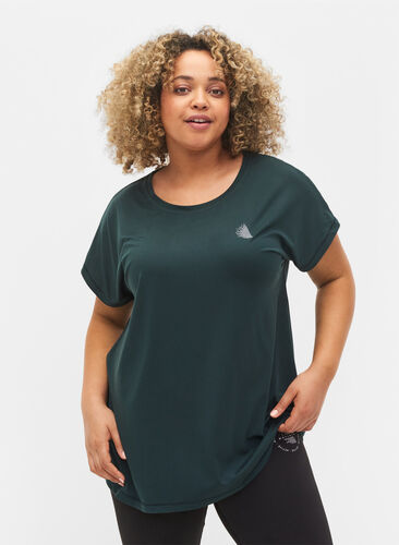 Zizzi Enfärgad tränings t-shirt, Scarab, Model image number 0