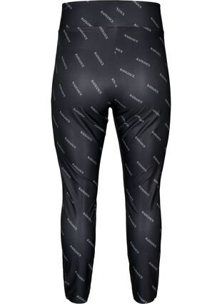 Zizzi Texttryck leggings, Black Radiance, Packshot image number 1