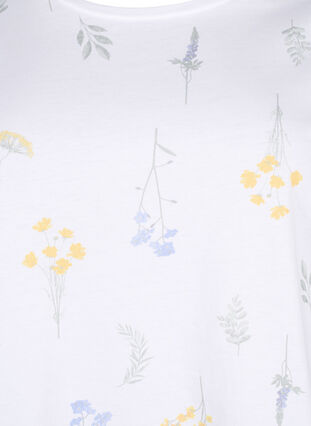 Zizzi T-shirt i ekologisk bomull med blommigt tryck, Bright W. AOP, Packshot image number 2