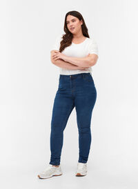 Extra slim Amy jeans med hög midja, Blue d. washed, Model