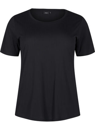 Zizzi T-shirt i ull och viskos, Black, Packshot image number 0