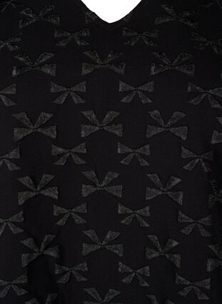 Zizzi Kortärmad blus i jacquard med rosetter, Black W. Bow, Packshot image number 2