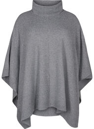 Poncho med hög hals, Medium Grey Melange