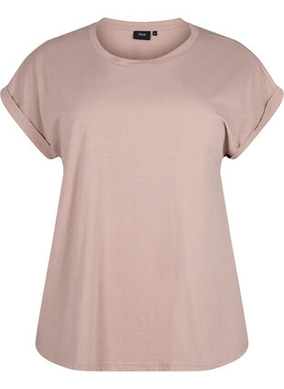 Zizzi Kortärmad t-shirt i bomullsblandning, Desert Khaki, Packshot image number 0