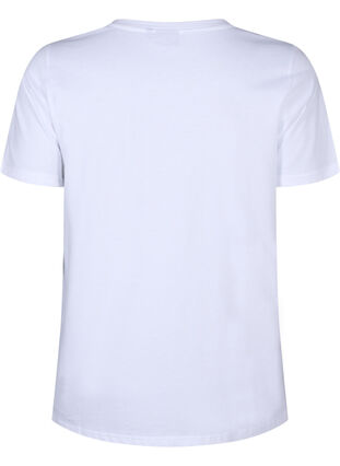 Zizzi T-shirt i bomull med fluga, Bright Wh. W. Black , Packshot image number 1