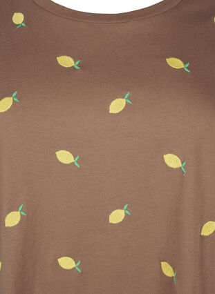 Zizzi T-shirt i ekologisk bomull med citroner., Coca M. Lemon Emb., Packshot image number 2