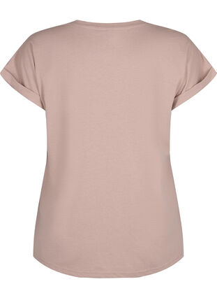 Zizzi Kortärmad t-shirt i bomullsblandning, Desert Khaki, Packshot image number 1