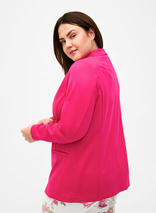 Zizzi Enkel blazer med knapp, Raspberry Sorbet, Model image number 1