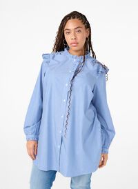 Randig tunika med volangdetaljer, Princess Blue W. St., Model