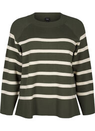 Randig stickad blus med rund hals, D. Bag Birch Stripe