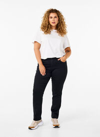 Slim fit Emily jeans med normalhög midja, Black, Model