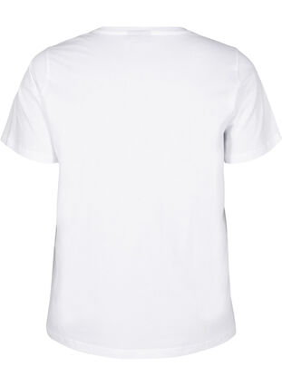 Zizzi T-shirt i ekologisk bomull med tryck, Bright White Printet, Packshot image number 1