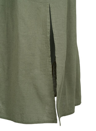 Zizzi Ärmlös klänning i bomulls- och linneblandning, Deep Lichen Green, Packshot image number 3