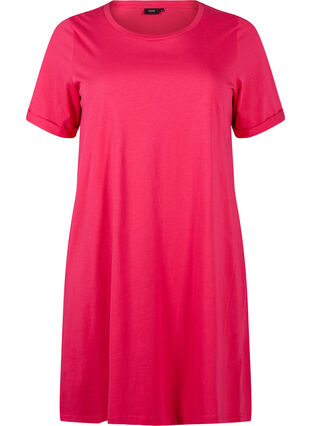 Zizzi T-shirtklänning i bomull, Bright Rose, Packshot image number 0