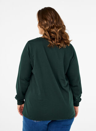 Zizzi Sweatshirt med spetsdetaljer, Scarab, Model image number 1