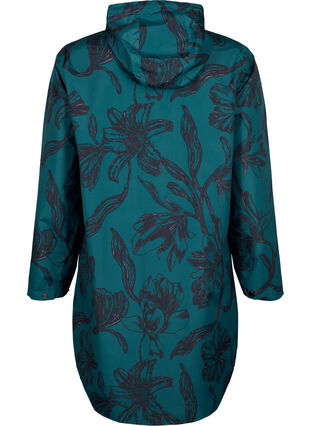 Zizzi Regnjacka med tryck, Deep Teal Black, Packshot image number 1