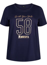 T-shirt i bomull med textmotiv, Evening Blue w. 58