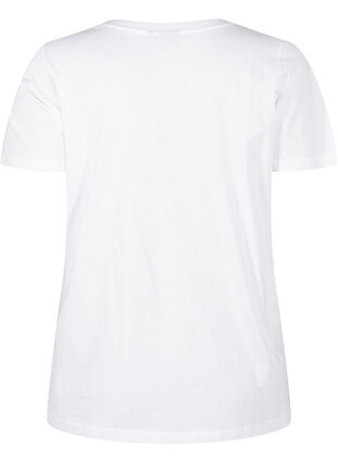 Zizzi T-shirt i bomull med strasstenar, Bright White, Packshot image number 1