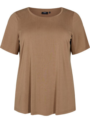 Zizzi T-shirt i TENCEL™ Modal med rund halsringning, Coca Mocha, Packshot image number 0