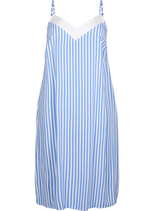 Zizzi Flash - Randig klänning i viskos med band, L. Blue White Stripe, Packshot image number 0