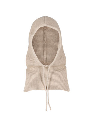 Zizzi Stickad balaklava med dragsko, Silver Mink, Packshot image number 0