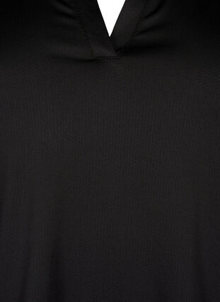 Zizzi Polo t-shirt med v-ringning, Black, Packshot image number 2