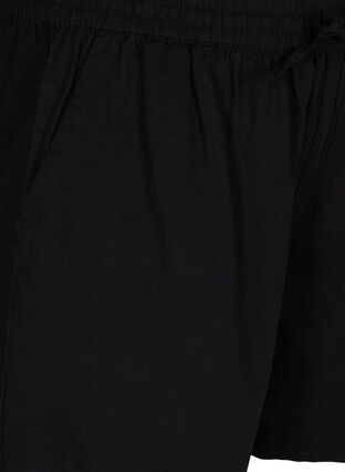 Zizzi Lösa shorts i bomullsblandning med linne, Black, Packshot image number 2