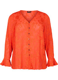 Långärmad skjorta med jacquard-look, Orange.com