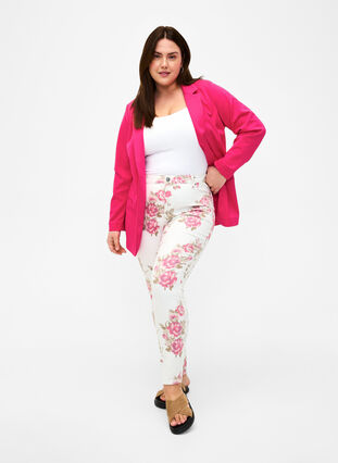 Zizzi Enkel blazer med knapp, Raspberry Sorbet, Model image number 2