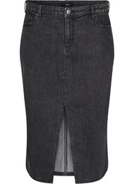 Denimkjol med slits framtill, Dark Grey Denim