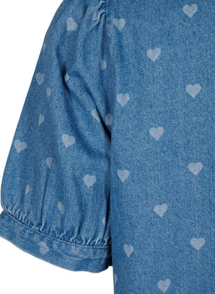 Zizzi Kortärmad denimklänning med hjärtmönster, L. Blue D. w. Heart, Packshot image number 3