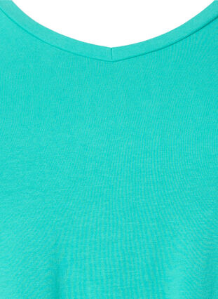 Zizzi Enfärgad bas-t-shirt i bomull, Aqua Green, Packshot image number 2