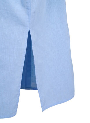 Zizzi Lång skjorta i bomullsblandning med linne, Serenity, Packshot image number 3
