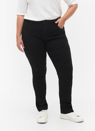 Zizzi Emily jeans med smal passform och normal midja, Black, Model image number 3