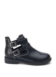 Wide fit - Ankelboots med nitar, Black, Packshot