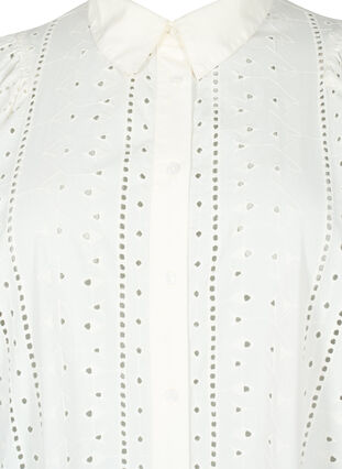 Zizzi Skjortklänning i bomull med broderi anglaise, Off White, Packshot image number 2