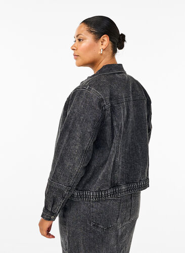 Zizzi Jeansjacka med dold dragkedja, Dark Grey Denim, Model image number 1