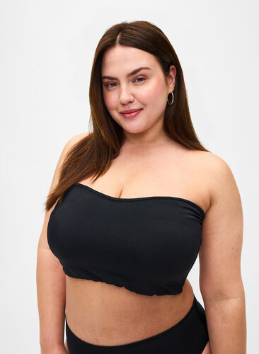 Zizzi Enfärgad bandeau-bikinitopp, Black, Model image number 0