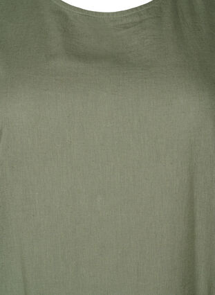 Zizzi Ärmlös klänning i bomulls- och linneblandning, Deep Lichen Green, Packshot image number 2
