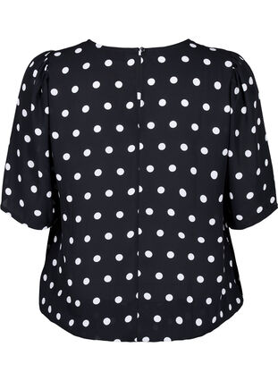 Zizzi Prickig blus med korta ärmar, Black W. White Dot, Packshot image number 1