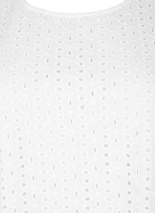 Blus med puffärmar och spetsmönster, Bright White, Packshot image number 2