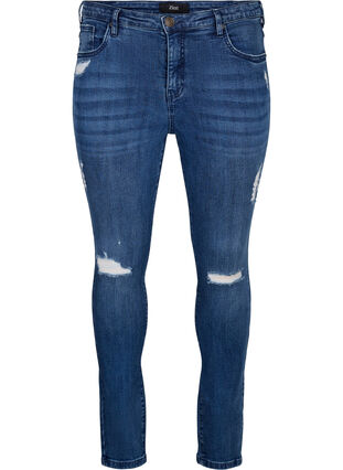 Zizzi Amy jeans i super slim-model med nötta detaljer, Blue Denim, Packshot image number 0