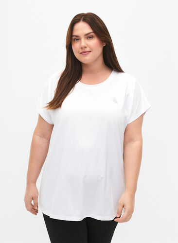 Zizzi Kortärmad t-shirt för träning, Bright White, Model image number 0