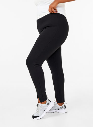 Zizzi Leggings i viskos med slitsar framtill, Black, Model image number 0