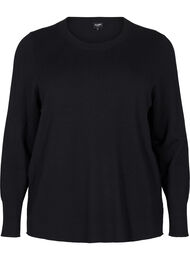 FLASH - Stickad blus med rund hals, Black