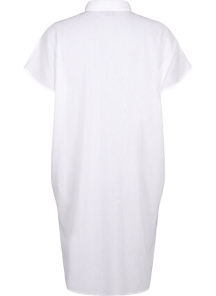 Zizzi Lång skjorta i bomullsblandning med linne, Bright White, Packshot image number 1