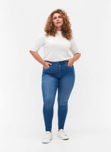 Zizzi Super slim Amy jeans med hög midja, Light blue, Model image number 0